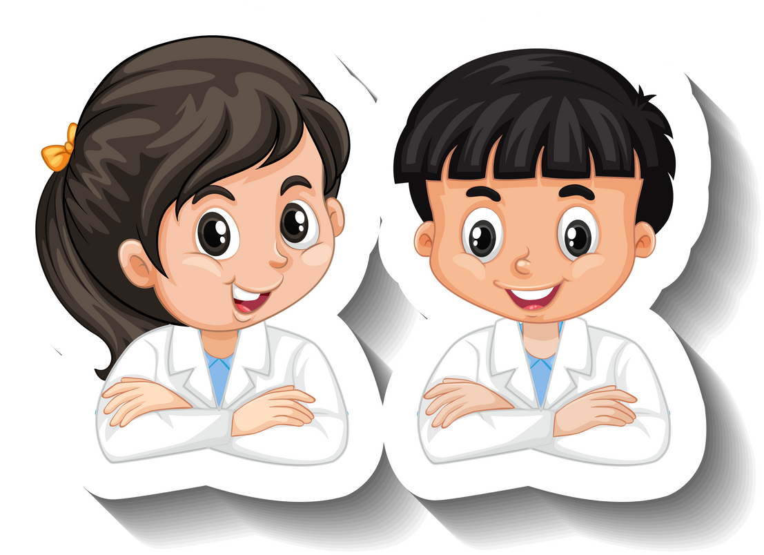 Scientist student cartoon character sticker