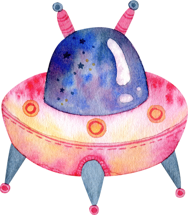 Watercolor illustration. Space. spaceship