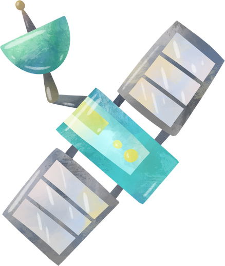 Cartoon illustration. Space. Satellite