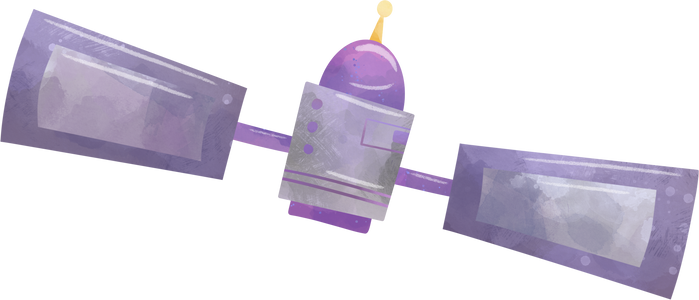 Cartoon illustration. Space. Satellite