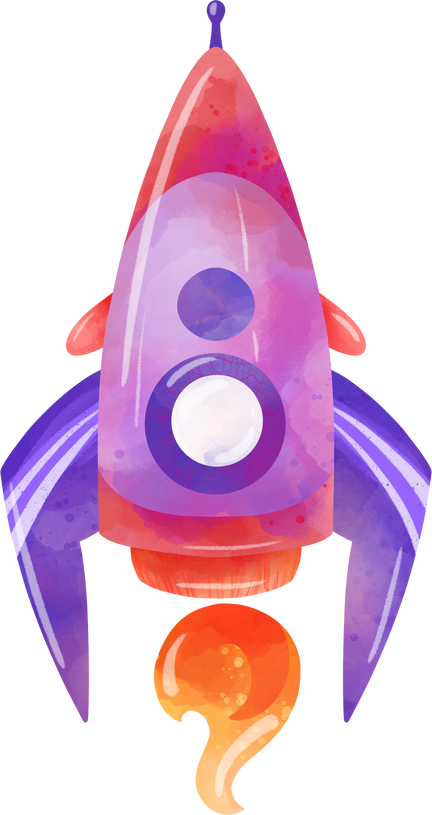 Cartoon illustration. Space. Rocket
